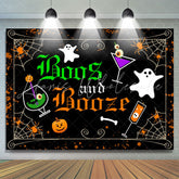 Lofaris Boos And Boozp Black Scary Happy Halloween Backdrop